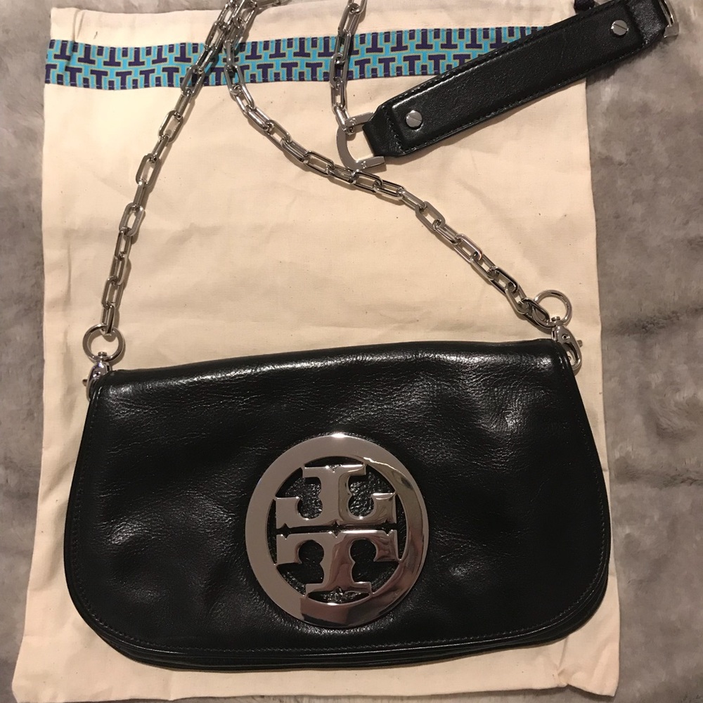 Tory Burch Clutch /Cross Body Black Leather Clutch